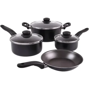7 Piece Non-Stick Cookware Set Black